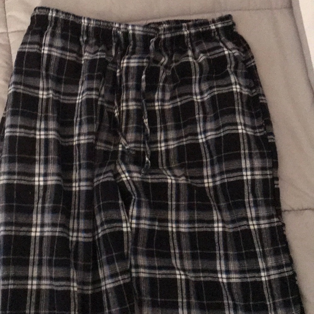 Grey,black,and blue pajama pants